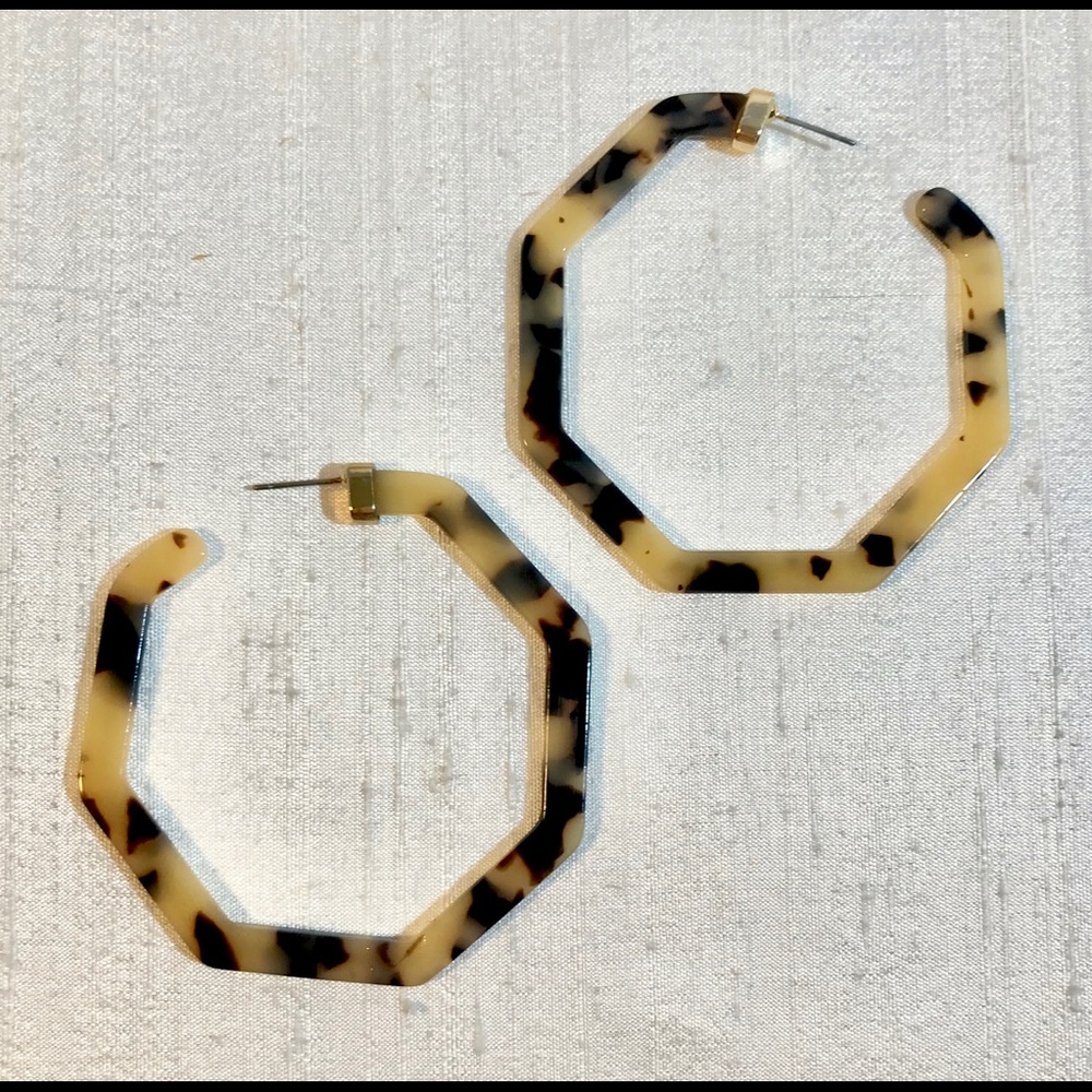 Hexagon Hoop Earrings - Picture 2 of 2